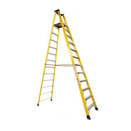Bauer Ladder Stepladder, Same as highest standing level Platform Ht, Fiberglass, 13 Steps 35114